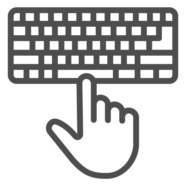 键盘和手线图标，pcrepair概念，键盘矢量符号的白色背景，键盘和手轮廓风格的移动概念和网页设计。矢量图形。图片下载