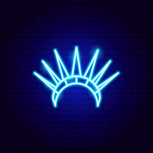 自由女神像的皇冠霓虹灯图片下载