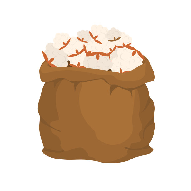 袋内的棉花序。棉花收获。矢量图图片下载