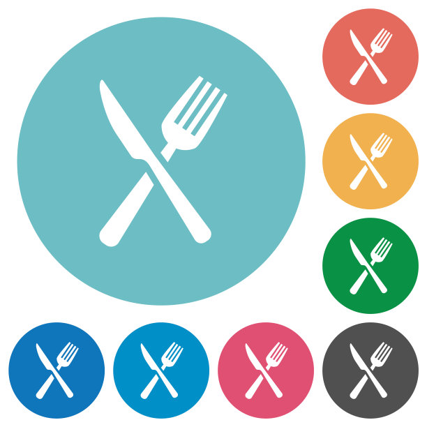 叉和刀平圆形图标图片下载