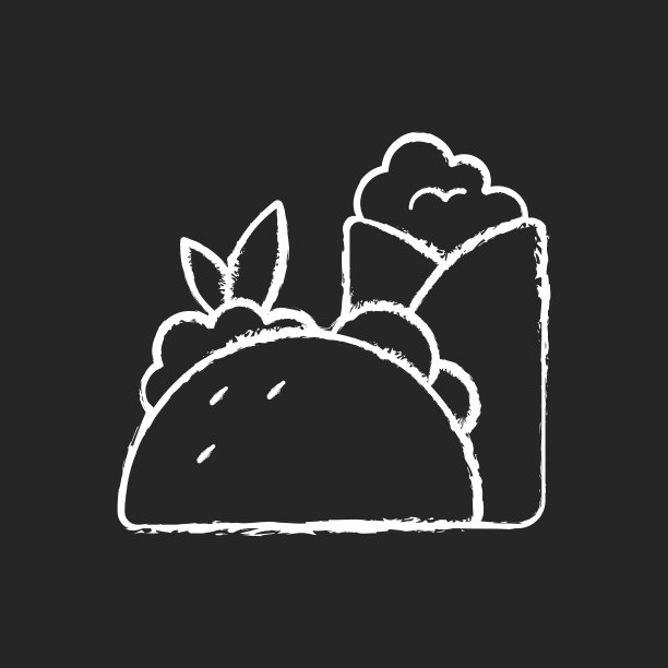 外卖墨西哥食物粉笔白色图标上的黑色背景图片下载