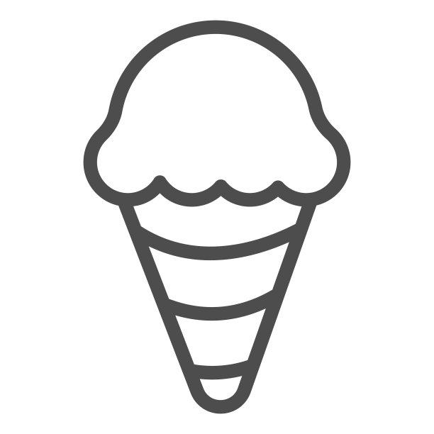 冰淇淋在华夫蛋筒线图标，冰淇淋概念，华夫蛋筒矢量标志的白色背景，冰淇淋轮廓风格的移动概念和网页设计。矢量图形。图片下载