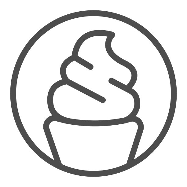 冰淇淋圣代在华夫杯线图标，冰淇淋概念，华夫杯矢量标志在白色背景，冰淇淋圣代轮廓风格的移动概念和网页设计。矢量图形。图片下载