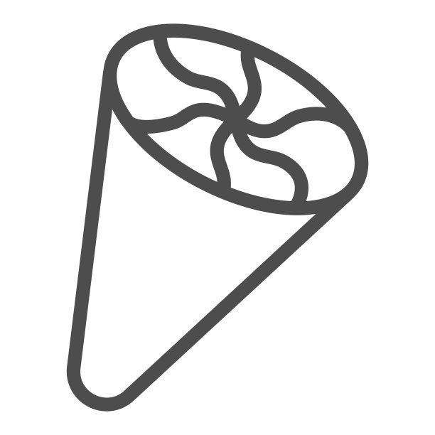 冰淇淋在蛋卷线图标，冰淇淋概念，蛋卷冰淇淋矢量标志在白色背景，包装在蛋卷轮廓风格的移动概念和网页设计。矢量图形。图片下载