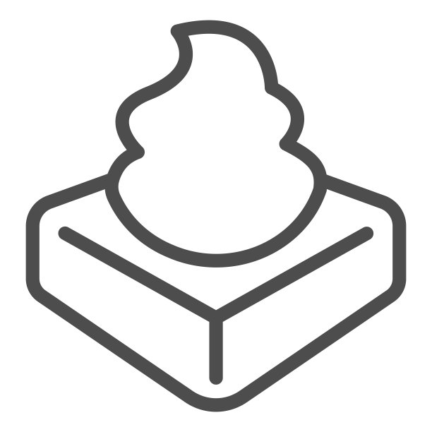 方形纸杯蛋糕与奶油线图标，冰淇淋概念，纸杯蛋糕与白色背景上的奶油矢量标志，方形纸杯蛋糕轮廓风格的移动概念和网页设计。矢量图形。图片下载