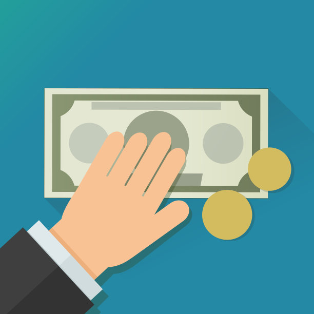 用一元钞票和硬币支付(平面设计)图片下载