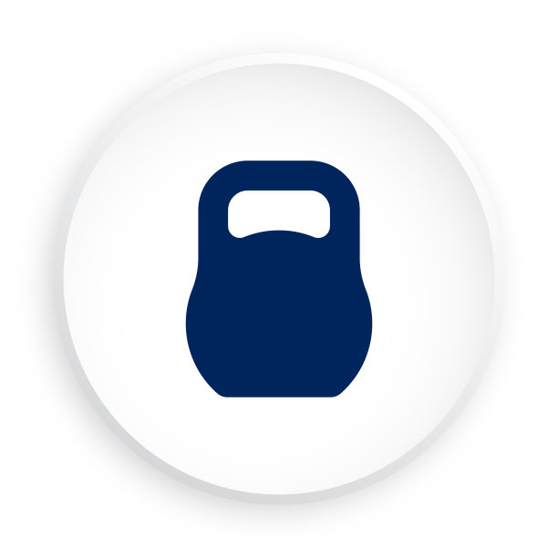 圆形沉重的壶铃图标在新形象化风格的移动应用程序。运动设备。按钮为移动应用程序或web。白色背景上的矢量图片下载