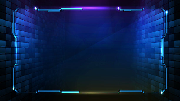 抽象未来的蓝色发光技术科幻框架hud UI背景图片下载