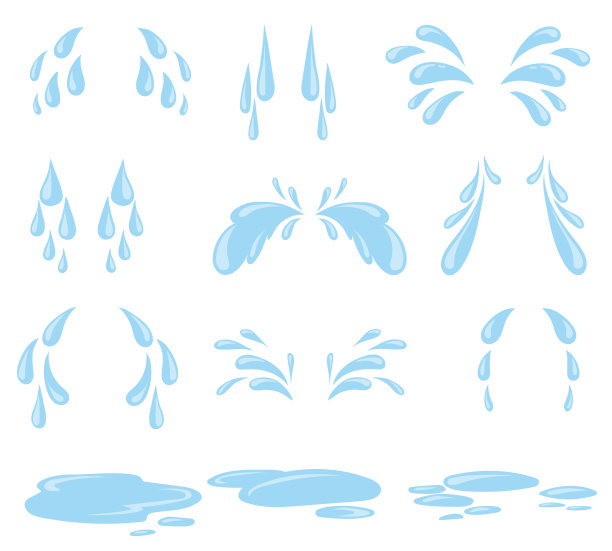 卡通水滴的汗水或眼泪矢量插图集图片下载