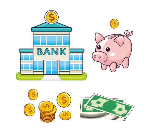 银行，猪钱箱，现金。图片下载
