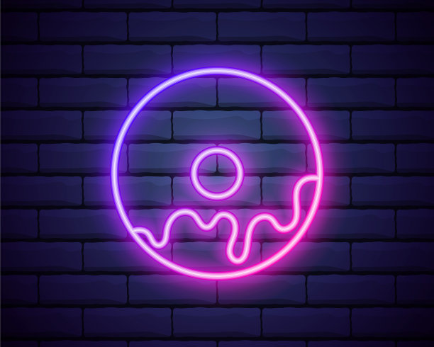 霓虹灯甜甜圈图标模板发光的甜甜甜圈图片下载