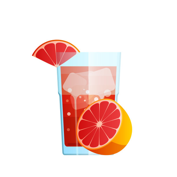 加果汁、葡萄柚块冰的玻璃杯图片下载