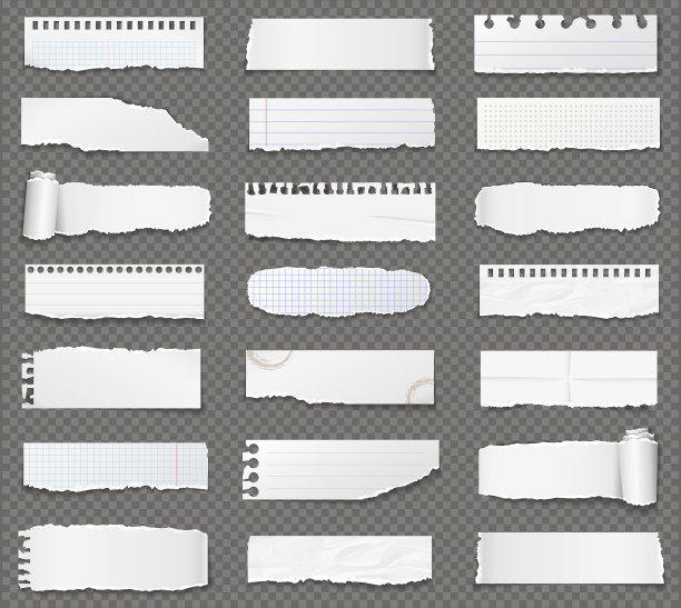 在透明背景上孤立的纸屑。图片下载