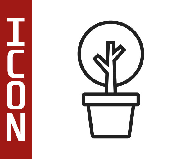 黑线树图标孤立在白色背景。森林的象征。向量图片下载