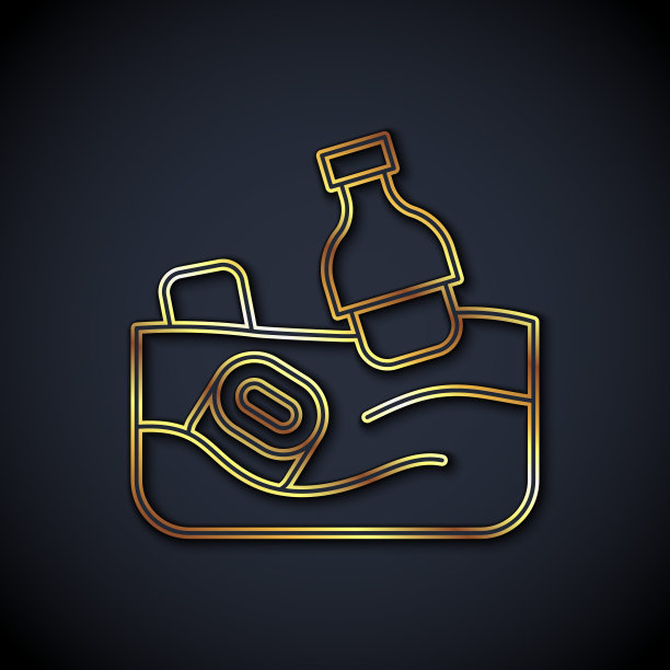 在黑色背景上孤立的海洋图标污染问题。海里的垃圾，塑料，袋子。向量图片下载