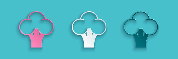 剪纸西兰花图标孤立剪纸背景。纸艺术风格。向量图片下载