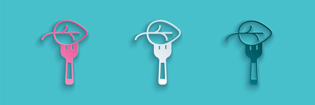 纸切素食饮食图标孤立的纸切背景。有机，生物，生态标志。素食，不吃肉，不含乳糖，健康，新鲜，非暴力的食物。纸艺术风格。向量图片下载