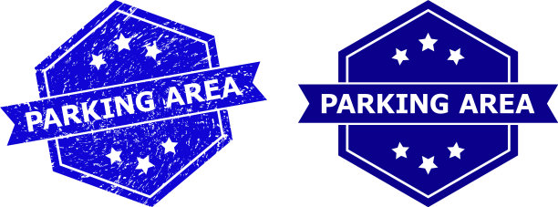 六角形停车区印章与遇险表面图片下载