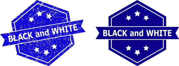 六角黑白邮票与grunged风格图片下载
