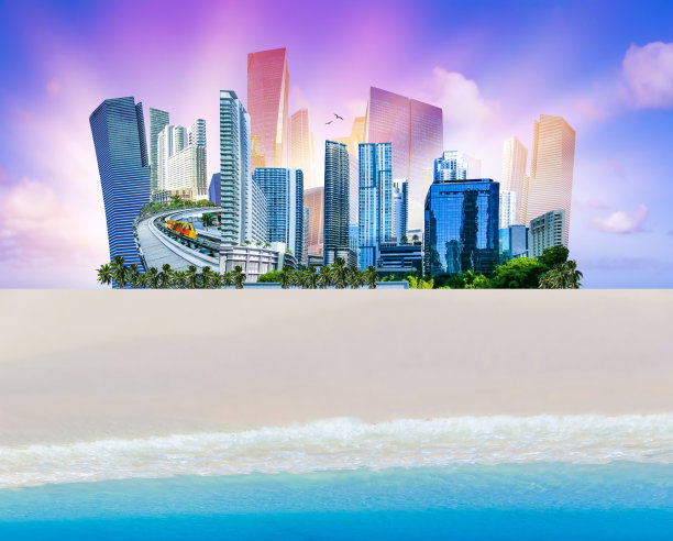 关于迈阿密，佛罗里达，美国的拼贴画。图片下载