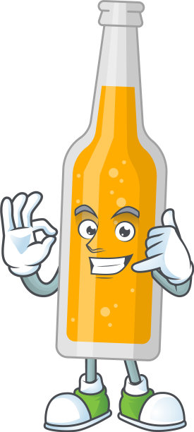 卡通图片瓶子啤酒做一个呼叫手势图片下载