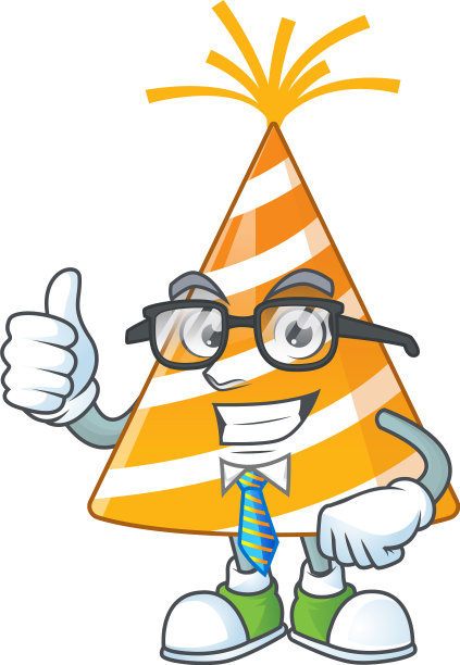 卡通黄色派对帽作为成功的商人图片下载