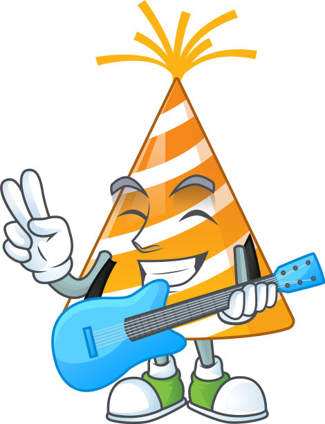 黄色的派对帽卡通用吉他演奏音乐图片下载