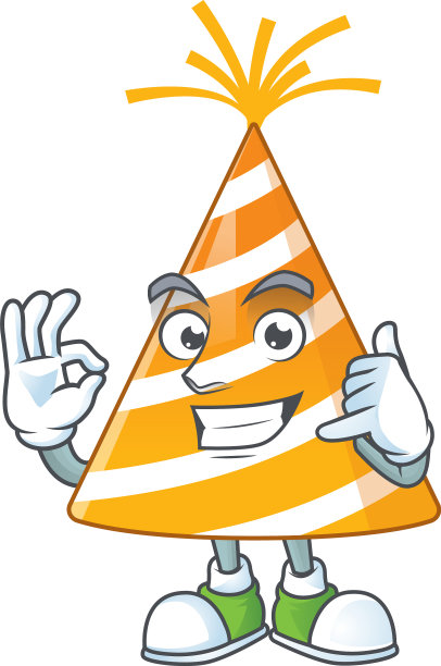 卡通图片黄色的派对帽子做呼叫手势图片下载