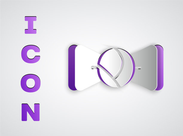 剪纸蝴蝶结图标孤立在灰色背景图片下载