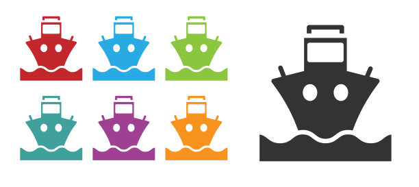 黑色货船图标孤立在白色背景上图片下载