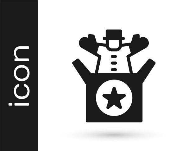 黑杰克在盒子玩具图标孤立的白色图片下载