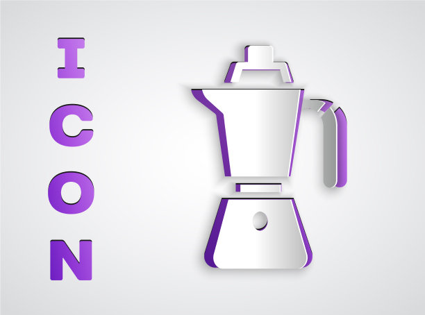 剪纸咖啡壶moca壶图标孤立图片下载