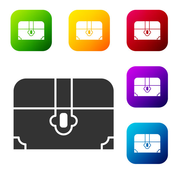 黑色古董宝箱图标孤立上图片下载
