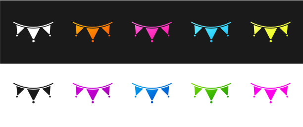 设置狂欢节花环与旗帜图标隔离图片下载