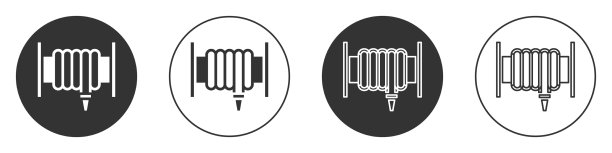 黑色消防水带卷轴图标孤立在白色上图片下载