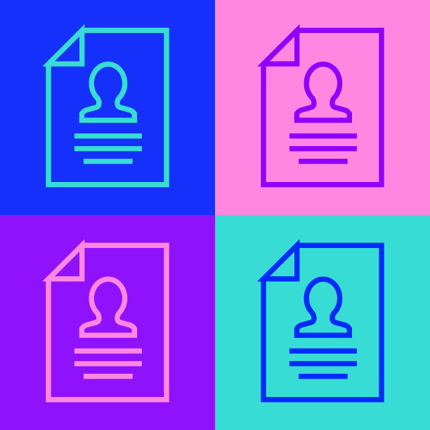 流行艺术线简历图标孤立的颜色图片下载