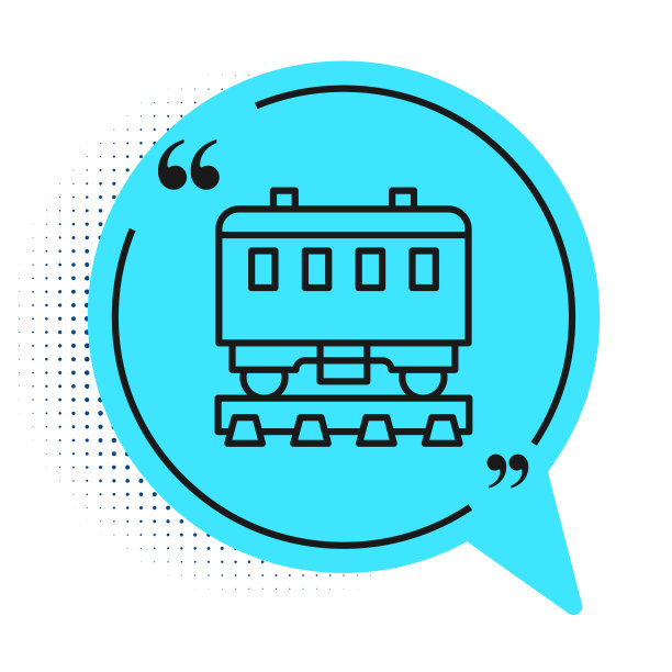 黑线客运列车车厢图标孤立上图片下载