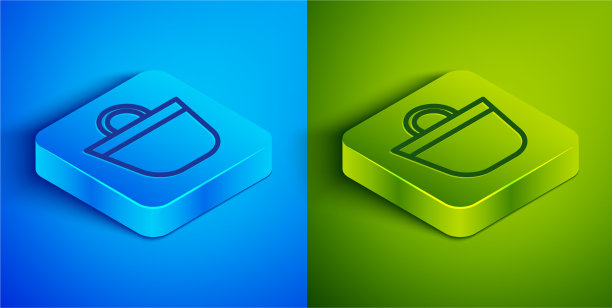 等距线沙滩包图标孤立在蓝色和图片下载