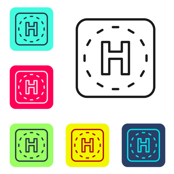 黑线直升机停机坪图标隔离图片下载