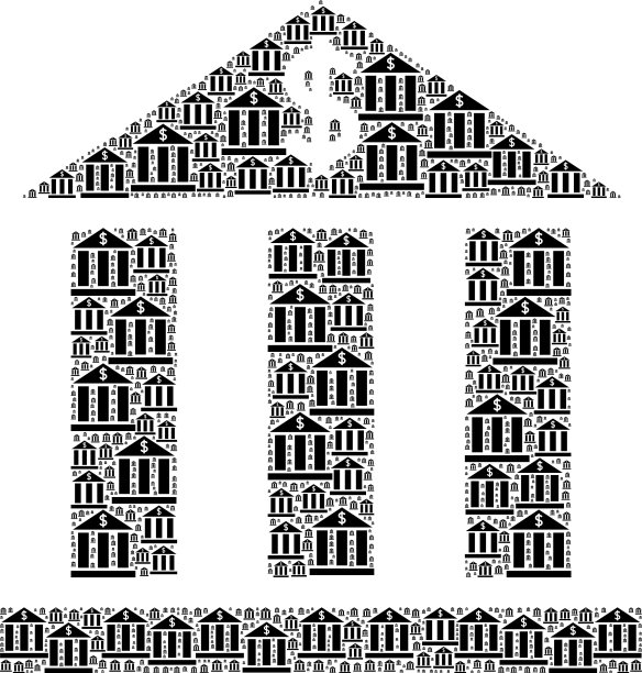 美元银行图标分形组成图片下载