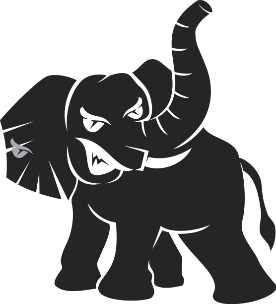 大象愤怒的吉祥物模板孤立图片下载