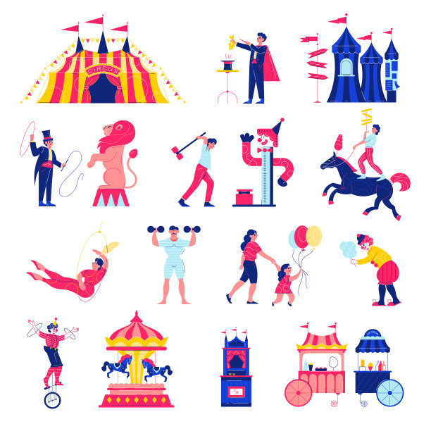 马戏团游乐场图标收藏图片下载