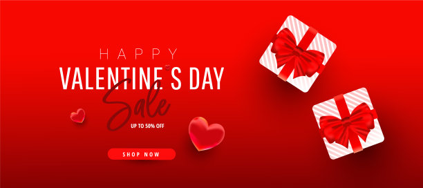 情人节促销最小横幅广告图片下载