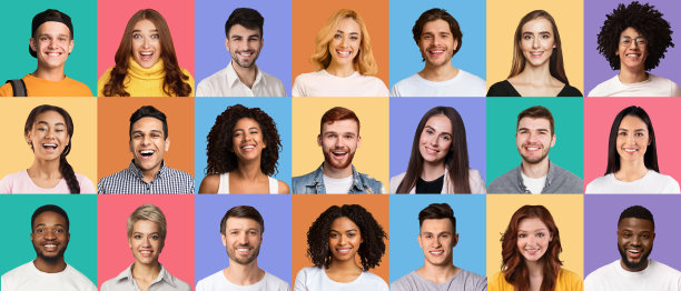 快乐多元文化的年轻人的复合拼贴图片下载