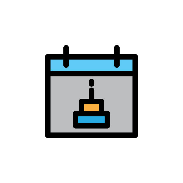 生日填充线图标日历和日期上图片下载