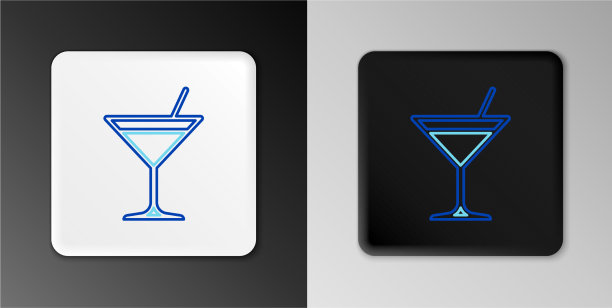 线条马提尼玻璃图标孤立在灰色图片下载