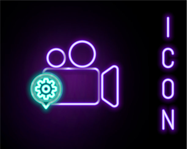 发光的霓虹线电影或摄像机和设备图片下载