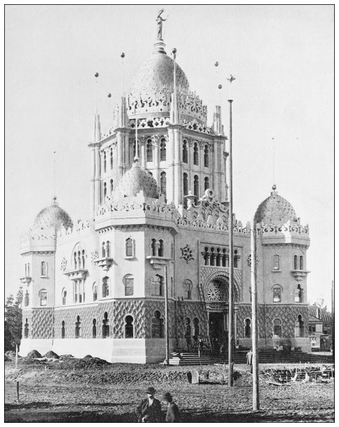 古董黑白照片的美国地标:行政大楼，仲冬交易会图片下载