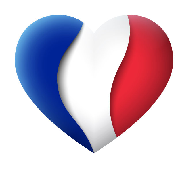 心形的法国国旗图标图片下载