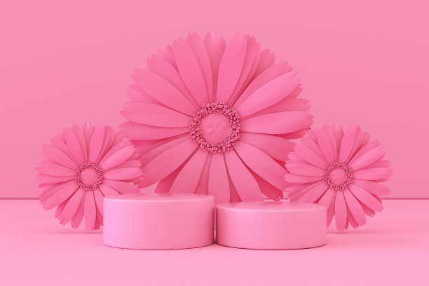 空产品站，平台，讲台与鲜花图片下载